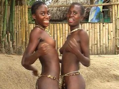 Two black teen girls in leopard g strings dancing very hot exotic dances topless