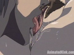 Cum hungry brunette anime nymph passionately going hard on hard cocks of her capturers.