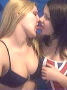 Two petite horny best friends making out on bed