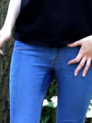 Slim-fit diana takes off her denim pants after peeing
