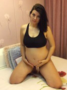 Pregnant naughty chick trying out clothes takes time to fuck herself with dildo