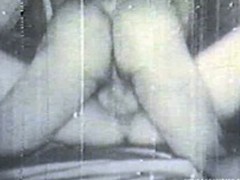 Vintage movie of sex straving guy drilling his girlfriend's tigh pussy.