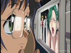 Manga teen in glasses watching the dirtiest scenes of fucking ever