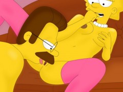 Perfect body toon girl lisa simpson spreads her legs in pink stockings just to let ned flanders lick her wet twat.