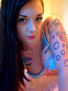 Tattooed teen emogirls plays with dildo to satisfy herself