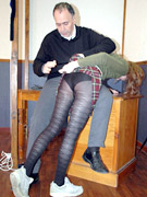 Redhead school girl in short skirt suffers rough ass spanking. tags: pantyhose, sexy teen.