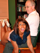 Randy brunette ebony teacher gets her lusciously big ass spanked by her boss.