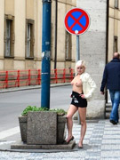 Randy blonde slut exposing her lusciously formed body in public.