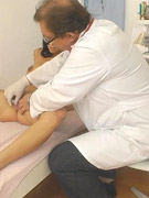 Lovely babe strips off her pink underwear then lays prone on a pink hospital bed while letting her doctor drill a stick in her ass then she opens her